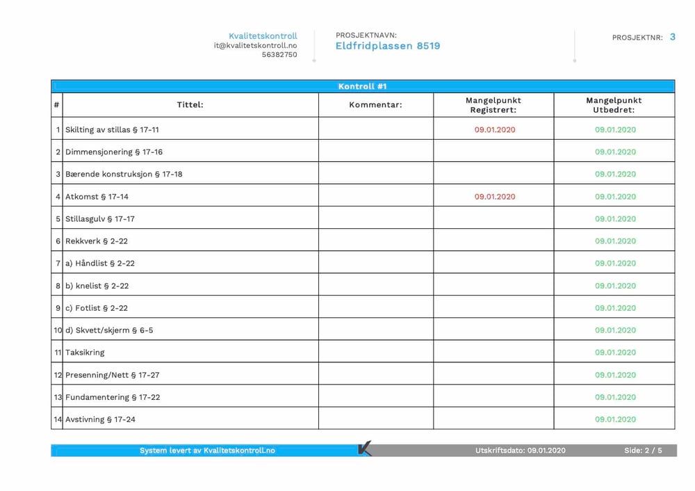 Skjema | Kvalitetskontroll AS
